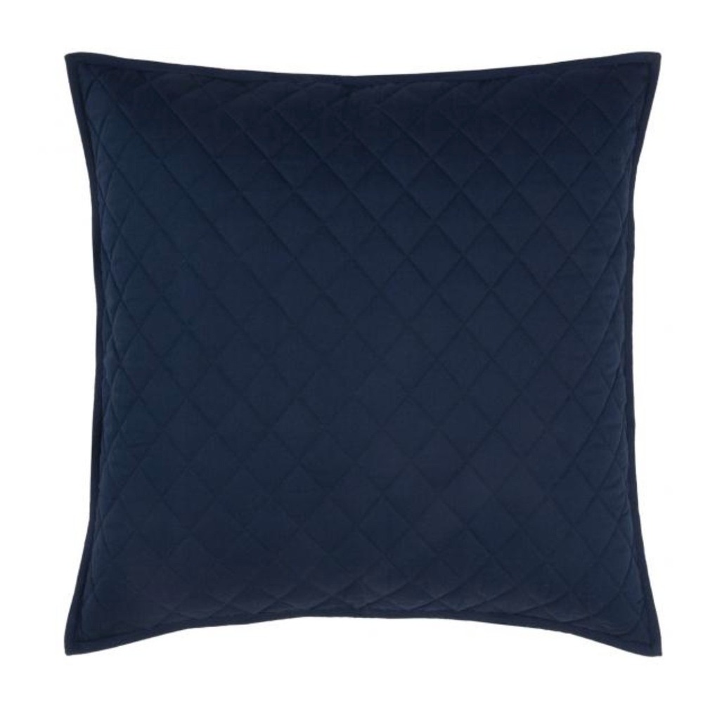 Ralph Lauren Modern Equestrian Cromwell Quilted Euro Sham Navy Blue Button Close - Picture 2 of 7